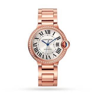 Cartier Ballon Bleu De Cartier Uhr 36mm mechanisches Uhrwerk mit automatischem Aufzug Rose Gold Diamanten WJBB0064