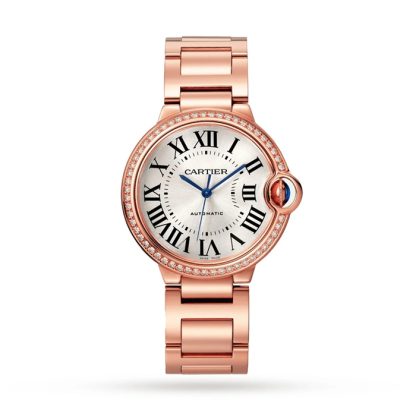 Cartier Ballon Bleu De Cartier Uhr 36mm mechanisches Uhrwerk mit automatischem Aufzug Rose Gold Diamanten WJBB0064