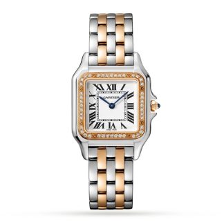 Cartier Panthère De Cartier Uhr Medium Modell Quarzwerk Rose Gold Stahl Diamanten W3PN0010