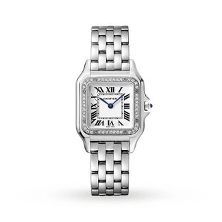 Cartier Panthère De Cartier Uhr Medium Modell Quarzwerk Stahl Diamanten W4PN0018