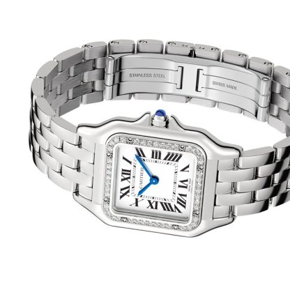 Cartier Panthère De Cartier Uhr Medium Modell Quarzwerk Stahl Diamanten W4PN0018 – Bild 5