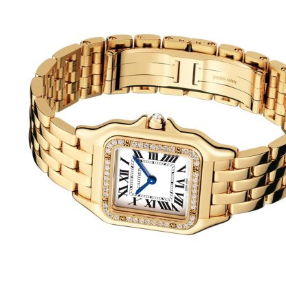Cartier Panthère De Cartier Uhr Mittleres Modell Quarzwerk Gelbgold Diamanten WJPN0016 – Bild 3