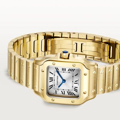 Cartier Santos De Cartier Kleines Modell Quarzwerk Gelbgold WGSA0107 – Bild 5