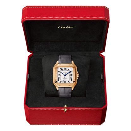 Cartier Santos De Cartier Uhr Medium Modell Automatikwerk Rose Gold 2 austauschbare Lederarmbänder WGSA0028 – Bild 4
