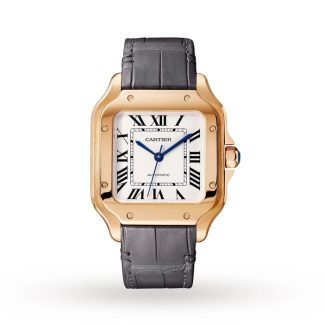 Cartier Santos De Cartier Uhr Medium Modell Automatikwerk Rose Gold 2 austauschbare Lederarmbänder WGSA0028