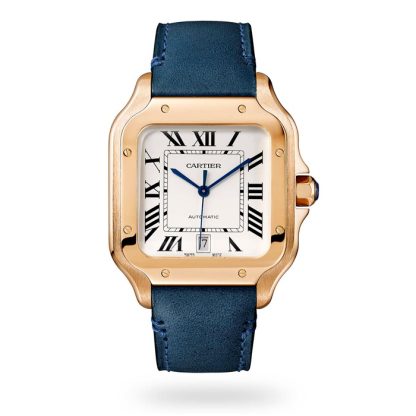 Cartier Santos De Cartier Uhr großes Modell Automatikwerk Rose Gold 2 austauschbare Lederarmbänder WGSA0019 – Bild 2