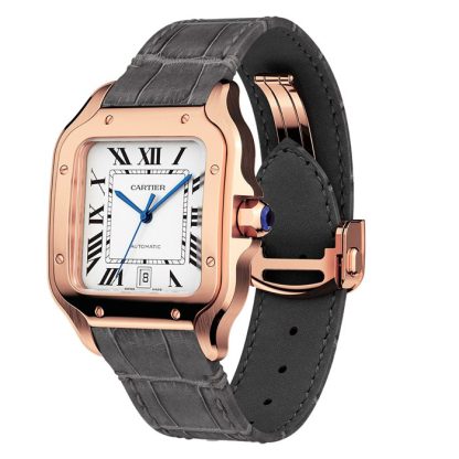 Cartier Santos De Cartier Uhr großes Modell Automatikwerk Rose Gold 2 austauschbare Lederarmbänder WGSA0019 – Bild 3
