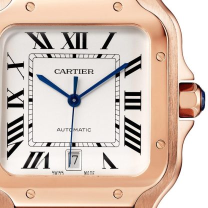 Cartier Santos De Cartier Uhr großes Modell Automatikwerk Rose Gold 2 austauschbare Lederarmbänder WGSA0019 – Bild 4