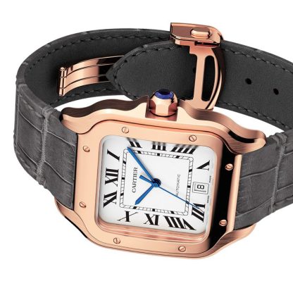 Cartier Santos De Cartier Uhr großes Modell Automatikwerk Rose Gold 2 austauschbare Lederarmbänder WGSA0019 – Bild 5