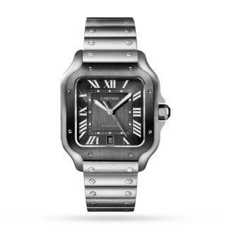 Cartier Santos De Cartier Uhr großes Modell Automatikwerk Stahl ADLC austauschbare Metall-und Kautschuk-Armbänder WSSA0037
