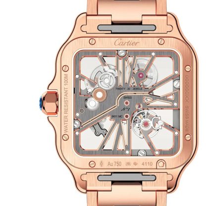 Cartier Santos De Cartier Uhr großes Modell Handaufzug Rose Gold WHSA0016 – Bild 3