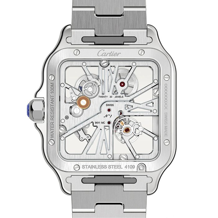 Cartier Santos De Cartier Uhr großes Modell Handaufzug mechanisches Uhrwerk Stahl WHSA0015 – Bild 3