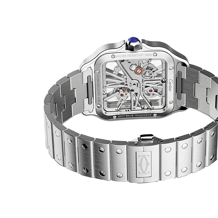 Cartier Santos De Cartier Uhr großes Modell Handaufzug mechanisches Uhrwerk Stahl WHSA0015 – Bild 5