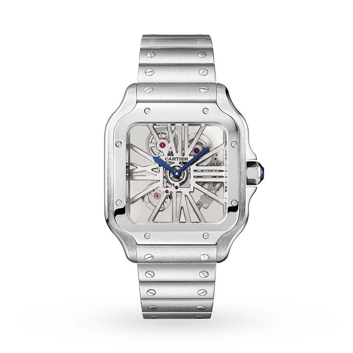 Cartier Santos De Cartier Uhr großes Modell Handaufzug mechanisches Uhrwerk Stahl WHSA0015