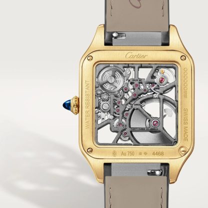 Cartier Santos-Dumont Micro-Rotor Skelett Uhr Großes Modell Mechanisches Uhrwerk mit Automatikaufzug 18K Gelbgold Gehäuse WHSA0043 – Bild 5