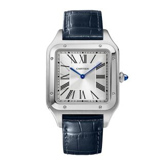 Cartier Santos-Dumont Uhr Extra-Large Modell Handaufzug mechanisches Uhrwerk Stahl Leder WSSA0032