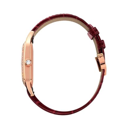 Cartier Santos-Dumont Uhr Großes Modell Rose Gold Diamanten Lederarmband WJSA0016 – Bild 3