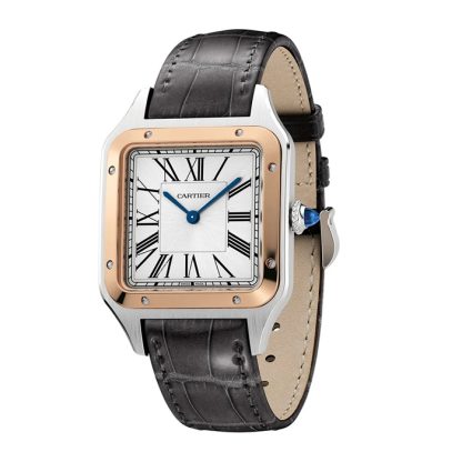 Cartier Santos-Dumont Uhr großes Modell Quarzwerk Rose Gold Stahl Leder W2SA0011 – Bild 2