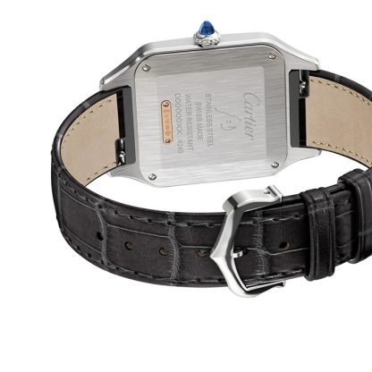 Cartier Santos-Dumont Uhr großes Modell Quarzwerk Rose Gold Stahl Leder W2SA0011 – Bild 3