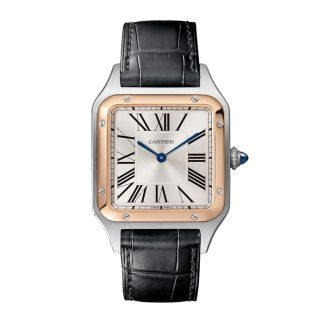 Cartier Santos-Dumont Uhr großes Modell Quarzwerk Rose Gold Stahl Leder W2SA0011