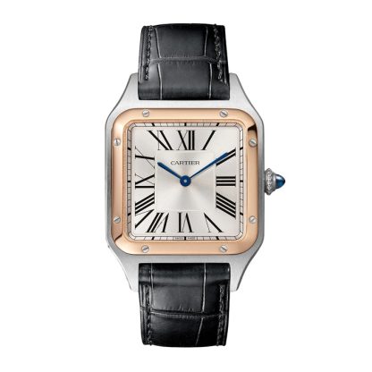 Cartier Santos-Dumont Uhr großes Modell Quarzwerk Rose Gold Stahl Leder W2SA0011