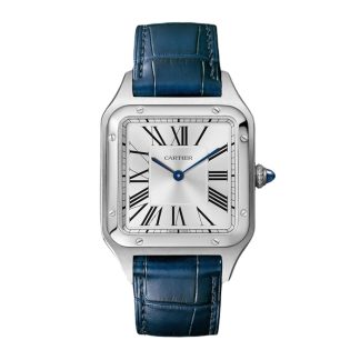 Cartier Santos-Dumont Uhr großes Modell Quarzwerk Stahl Leder WSSA0085