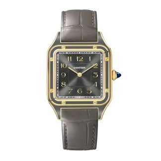 Cartier Santos-Dumont Uhr großes Modell mechanisches Uhrwerk mit Handaufzug 430 MC Gelbgold WGSA0097
