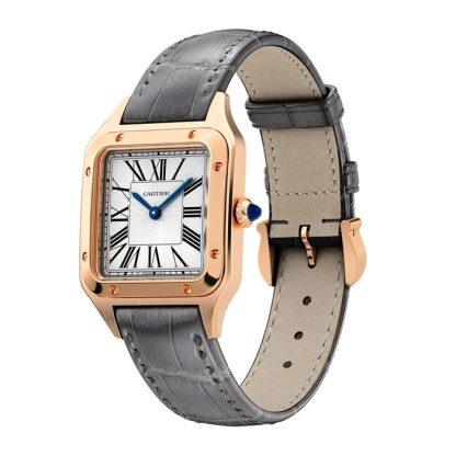 Cartier Santos-Dumont Uhr kleines Modell Quarzwerk Rose Gold Leder WGSA0022 – Bild 2