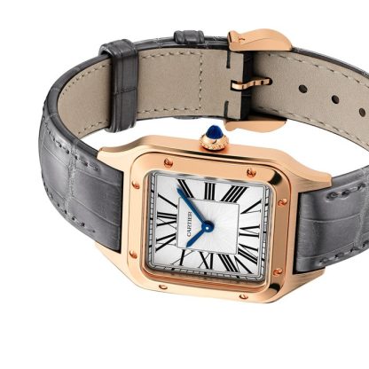 Cartier Santos-Dumont Uhr kleines Modell Quarzwerk Rose Gold Leder WGSA0022 – Bild 4