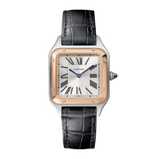 Cartier Santos-Dumont Uhr kleines Modell Quarzwerk Roségold Stahl Leder W2SA0012