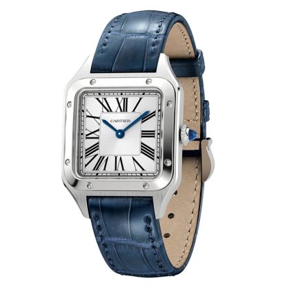 Cartier Santos-Dumont Uhr kleines Modell Quarzwerk Stahl Leder WSSA0023 – Bild 3