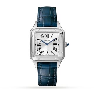 Cartier Santos-Dumont Uhr kleines Modell Quarzwerk Stahl Leder WSSA0023