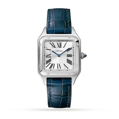 Cartier Santos-Dumont Uhr kleines Modell Quarzwerk Stahl Leder WSSA0023