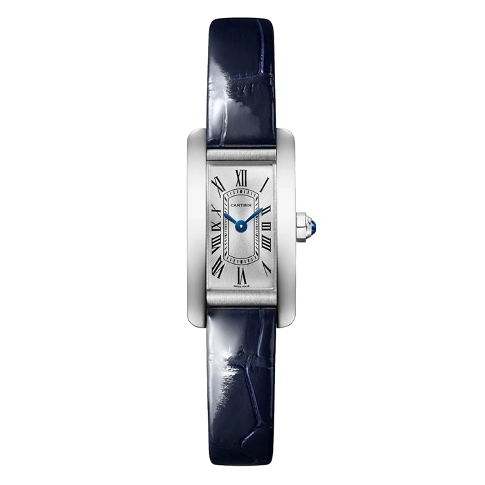 Cartier Tank Américaine Uhr Mini Modell Quarzwerk Stahl Leder WSTA0081