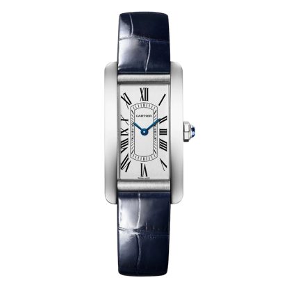 Cartier Tank Américaine Uhr kleines Modell Quarzwerk Stahl Leder WSTA0117