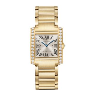 Cartier Tank Française Uhr Mittleres Modell Quarzwerk Gelbgold Diamanten WJTA0040