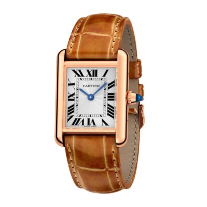 Cartier Tank Louis Cartier Uhr kleines Modell Handaufzug mechanisches Uhrwerk Rose Gold Leder WGTA0010 – Bild 2