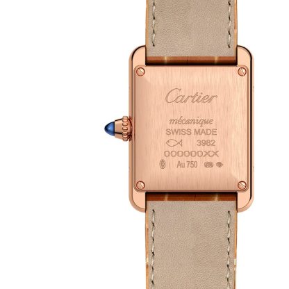 Cartier Tank Louis Cartier Uhr kleines Modell Handaufzug mechanisches Uhrwerk Rose Gold Leder WGTA0010 – Bild 4