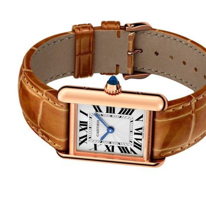 Cartier Tank Louis Cartier Uhr kleines Modell Handaufzug mechanisches Uhrwerk Rose Gold Leder WGTA0010 – Bild 5