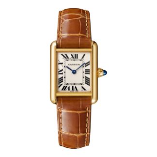Cartier Tank Louis Cartier Uhr kleines Modell Quarzwerk Gelbgold Leder W1529856