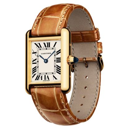 Cartier Tank Louis Cartier Uhr kleines Modell Quarzwerk Gelbgold Leder WGTA0342 – Bild 3