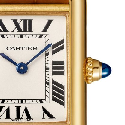 Cartier Tank Louis Cartier Uhr kleines Modell Quarzwerk Gelbgold Leder WGTA0342 – Bild 4