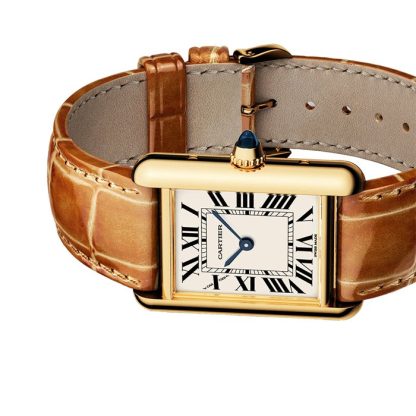 Cartier Tank Louis Cartier Uhr kleines Modell Quarzwerk Gelbgold Leder WGTA0342 – Bild 5