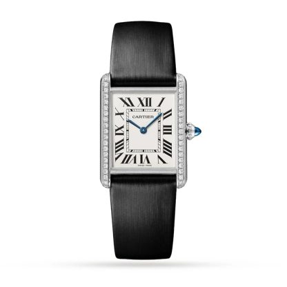 Cartier Tank Must Uhr großes Modell Quarzwerk Stahl Diamanten W4TA0017