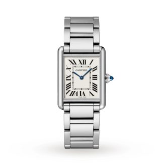 Cartier Tank muss Uhr großes Modell Quarzwerk Stahlgehäuse WSTA0106