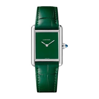 Cartier Tank muss Uhr großes Modell Quarzwerk Stahlgehäuse WSTA0115
