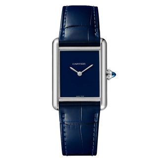 Cartier Tank muss Uhr großes Modell hohe Autonomie Quarz-Uhrwerk Stahlgehäuse WSTA0114