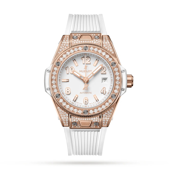 Hublot Big Bang One Click King Gold Weiß Pavé 33mm Uhr 485.OE.2080.RW.1604