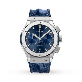 Hublot Classic Fusion Blauer Chronograph Titan 45mm 521.NX.7170.LR