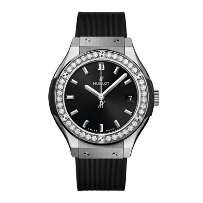 Hublot Classic Fusion Titan Diamanten 33mm Damenuhr Schwarz 581.NX.1470.RX.1104
